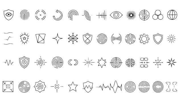 security icons, outline symbols, protection signs