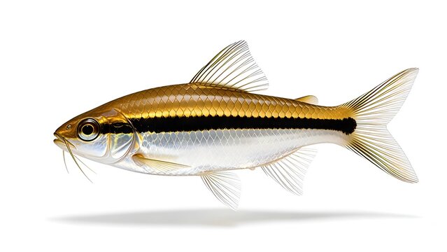 Siamese Algae Eater Fish Isolated on White Background.