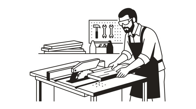 Carpenter cutting wooden plank with circular saw line art AQ.Ab8RN6JxYMZSh4m4EILAXHSWxD0XsJrMUUkZLtRKcO
