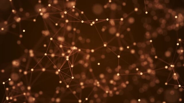 Abstract Golden Plexus Technology Network Background with Connected Dots Loop