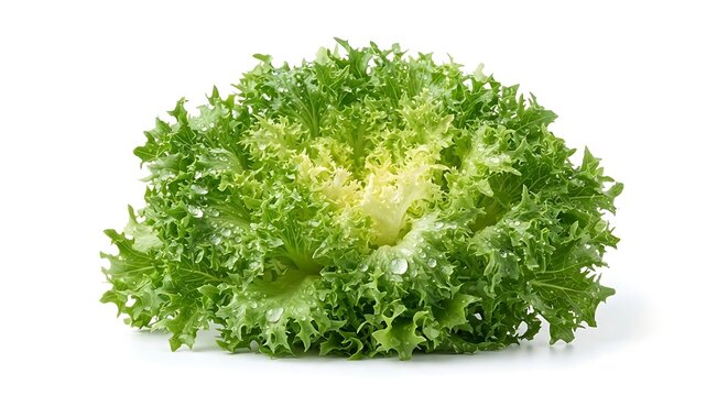 Fresh green leafy vegetable head with crisp outer leaves and pale inner core displayed naturally