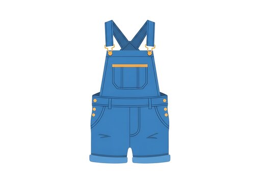 Chicken boy day blue denim overalls illustration