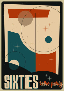 1950s - 1960s Abstract Background, Atomic Age Colors and Style, Space Age Poster Template, Aged Texture Pattern