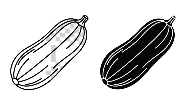 Zucchini vegetable icon set, outline and silhouette style