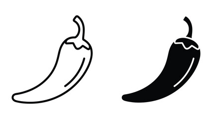 Chili pepper icon set, outline and solid vector illustration of hot spicy vegetable © SHAHRIYAR RASEL