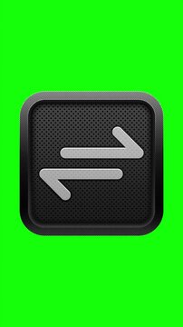 3D Horizontal Exchange Arrows Icon on Green Screen Button