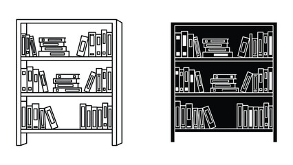 Set of bookshelves with books, vector illustration of library furniture, flat design style, isolated on white background © SHAHRIYAR RASEL