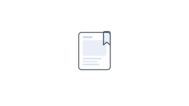 A bookmark outline springs into a filled state, the post card dips slightly, and a
small confirmation sparkle appears before the loop resets.