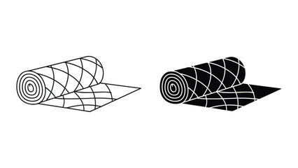 Obraz premium Quilted fabric roll icon set vector illustration of a textile roll with a diamond pattern, isolated on white background