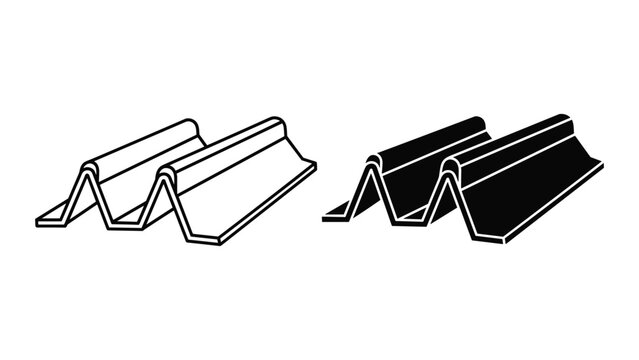 Corrugated metal roofing sheet icon, vector illustration of industrial steel profile panel for construction, isolated on white background