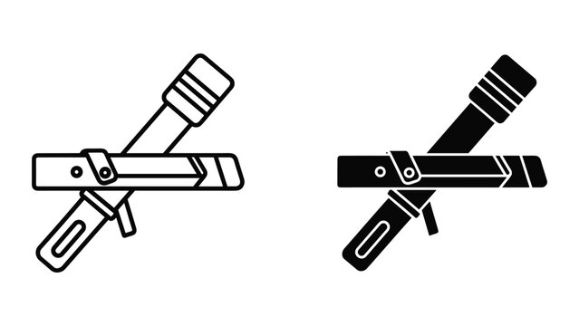 Set of tonfa icons, traditional okinawan martial arts weapon, police baton, vector illustration isolated on white background