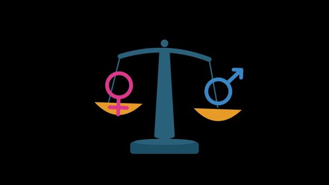 Gender Equality Concept Showing Male and Female Symbols on a Balance Scale