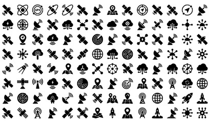 Obraz premium Satellite Technology Solid Icon Mega Pack Vector EPS10