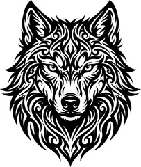 Obraz premium Stag silhouette with ornate swirling wave patterns