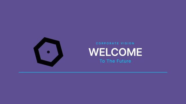 Black outline hexagon with a central dot moving on a solid purple background, modern motion graphic