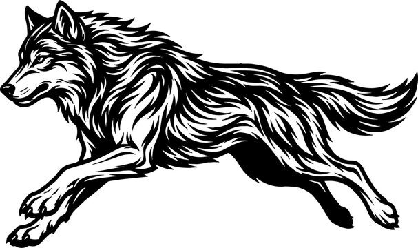 Fierce wolf head with snarling expression