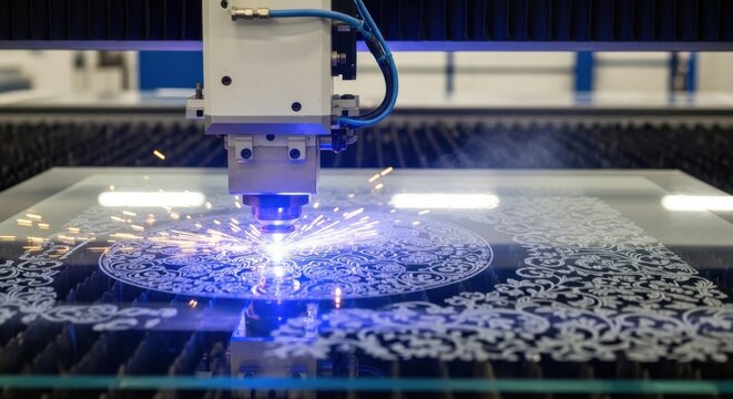 Industrial laser cutting machine precision engraving intricate patterns