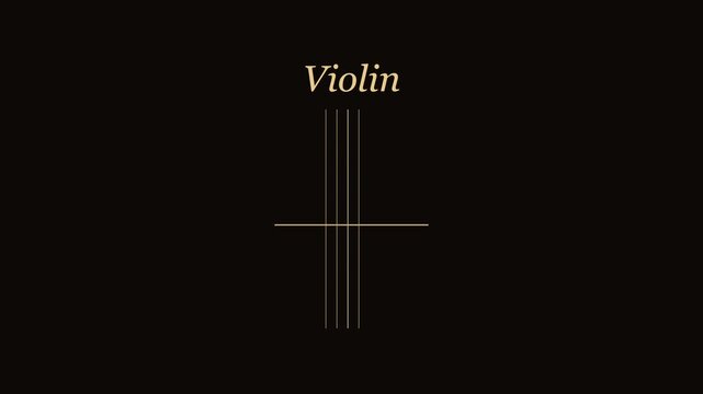 Minimalist violin concept with typography and string lines for musical education and classical projects animation 4k