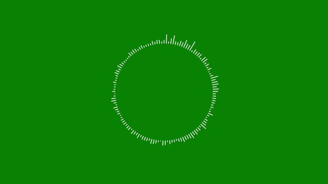 Circular white audio visualizer ring loop on chroma key green screen