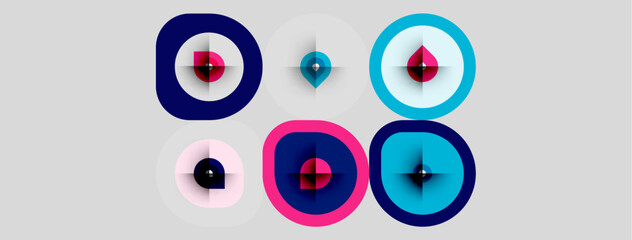 Obraz premium Abstract design features colorful circles, gradients, light effects. Geometric shapes create modern visual composition.
