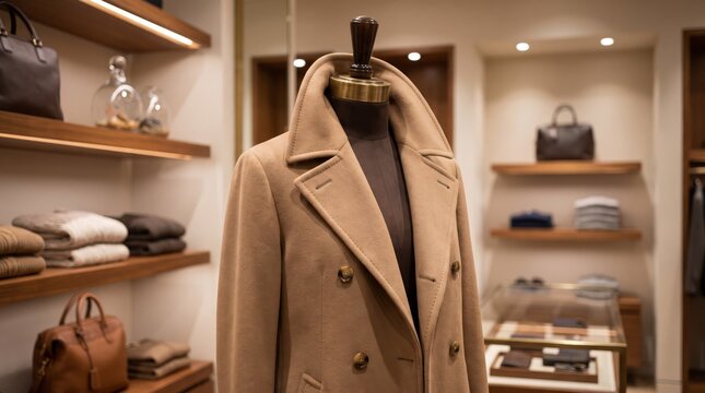 Luxury Winter Boutique Featuring Elegant Cashmere Coat