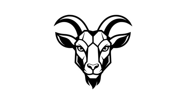 Modern Goat Head Logo Icon Vector with Minimal Geometric Animal Emblem Design