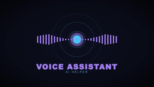 Voice assistant ai helper interface with dynamic sound wave animation for smart technology and digital communication concepts 4k