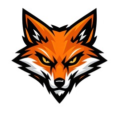 Fototapeta premium Bold, stylized fox head logo with sharp features and intense gaze.