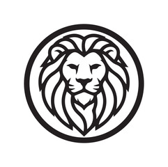 Fototapeta premium Majestic Lion Head Minimalist Black and White Line Art Mascot Logo Icon Branding Asset for Corporate Identity Sports Team Apparel or Tattoo Design