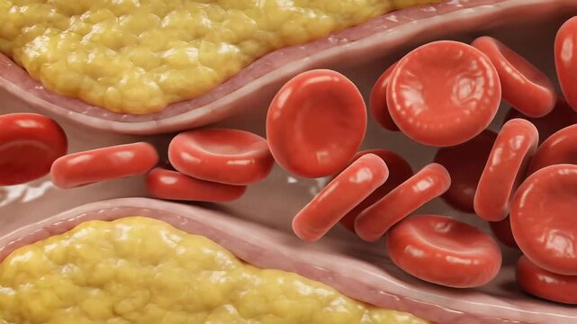 Atherosclerosis cholesterol buildup severe arterial blockage erythrocyte squeeze