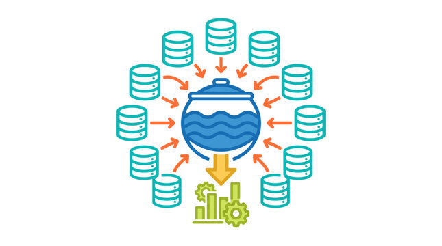 Data lake concept with multiple servers feeding information