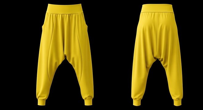 mockup of a bright yellow color harem pants