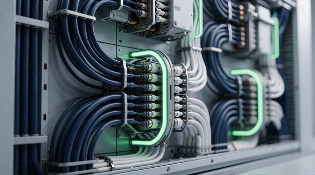 Organized Industrial Cable Routing System Inside Modern Electrical Control Cabinet With Structured Wiring Infrastructure
