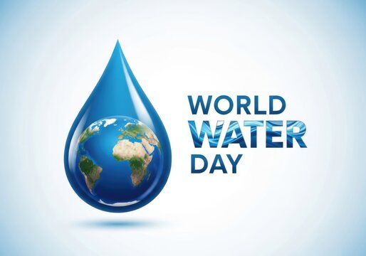 World water day concept with earth in water drop