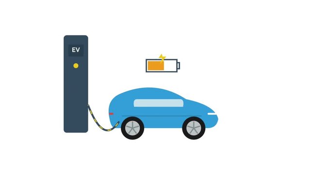 Electric Vehicle Charging at EV Station Motion Graphic