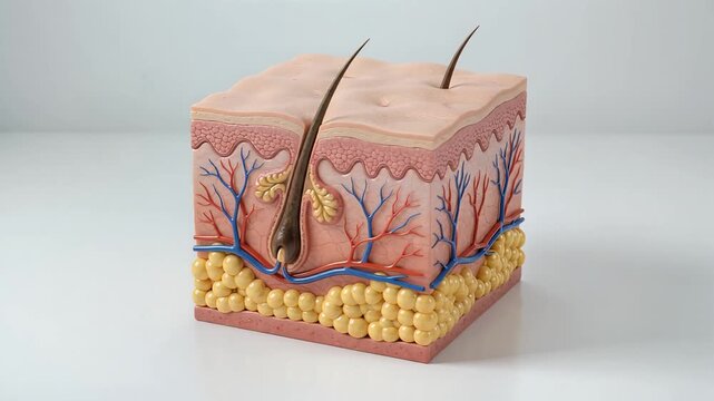 Human skin anatomical layer structure epidermis dermis hair root fat