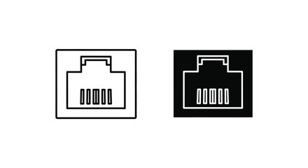 Obraz premium Rj45 Connector Icon Black And White Line Silhouette