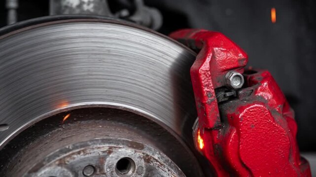 Car brake disc rotor sparking during hard braking