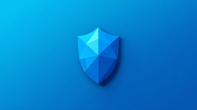 Abstract blue shield symbol representing security and protection.