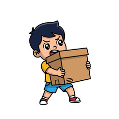 Cute Boy Carrying a Box Illustration