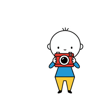 Child holding a red camera