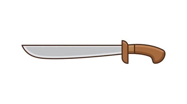 Machete Tool Illustration - Sharp Blade with Wooden Handle