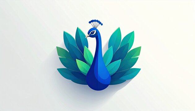 Peacock illustration icon. Minimalist bird graphic design for branding and web assets.