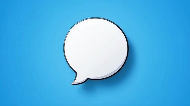 Speech bubble icons appearing in sequence against a bright blue background with subtle lighting