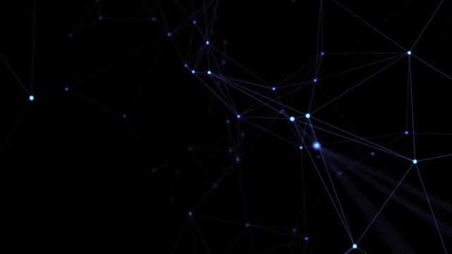 Abstract glowing blue tech network lines and dots isolated on alpha channel background for digital big data, artificial intelligence, futuristic technology communication and visual effect concept