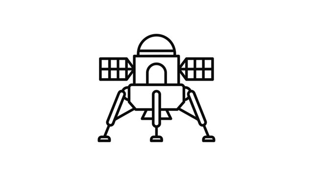 Minimalist outline icon of a space lander module.