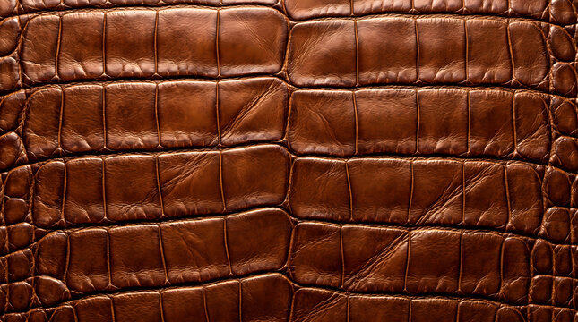 Luxurious Light Brown Crocodile Leather Texture Background with Glossy Embossed Scales