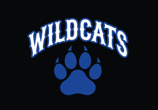 Wildcats text with a blue paw print logo design