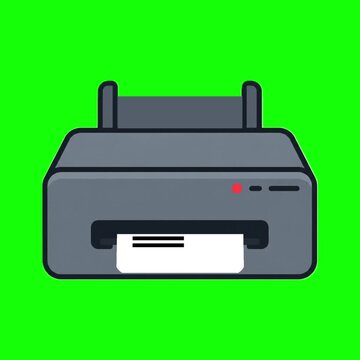 Animated Printer Printing Paper on Green Screen