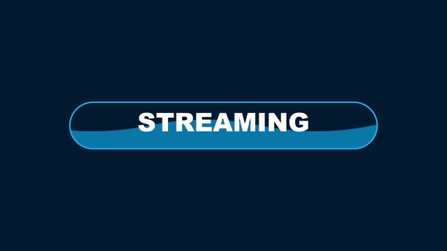 Streaming button animation with dynamic blue wave effect for digital media and online interface 4k